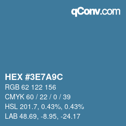 Color code: HEX #3E7A9C | qconv.com
