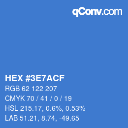 Code couleur: HEX #3E7ACF | qconv.com