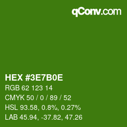 カラーコード: HEX #3E7B0E | qconv.com