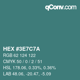 Color code: HEX #3E7C7A | qconv.com