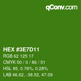 Color code: HEX #3E7D11 | qconv.com