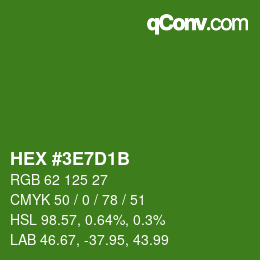 Color code: HEX #3E7D1B | qconv.com