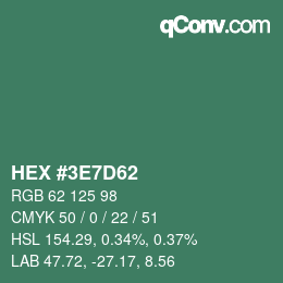 Color code: HEX #3E7D62 | qconv.com