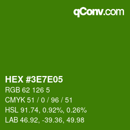 Farbcode: HEX #3E7E05 | qconv.com