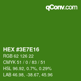 Color code: HEX #3E7E16 | qconv.com