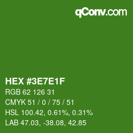 Color code: HEX #3E7E1F | qconv.com