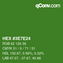 Color code: HEX #3E7E24 | qconv.com