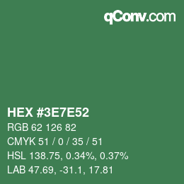 Color code: HEX #3E7E52 | qconv.com