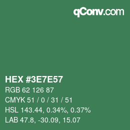 Color code: HEX #3E7E57 | qconv.com