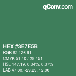 Color code: HEX #3E7E5B | qconv.com