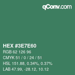 Color code: HEX #3E7E60 | qconv.com