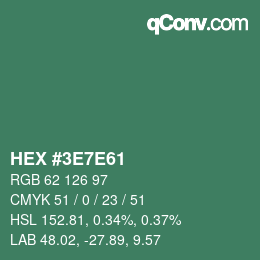 Color code: HEX #3E7E61 | qconv.com