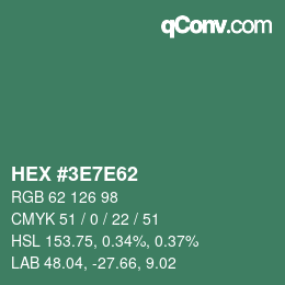 Color code: HEX #3E7E62 | qconv.com