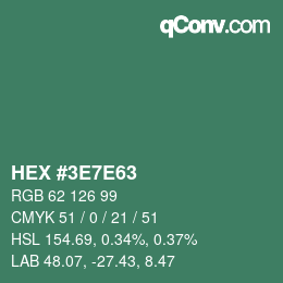 Color code: HEX #3E7E63 | qconv.com