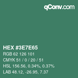 Color code: HEX #3E7E65 | qconv.com