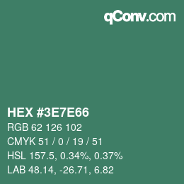 Color code: HEX #3E7E66 | qconv.com