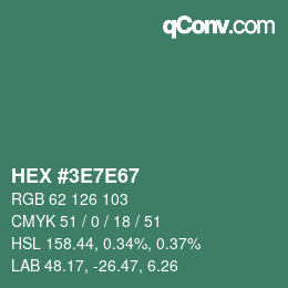 Color code: HEX #3E7E67 | qconv.com