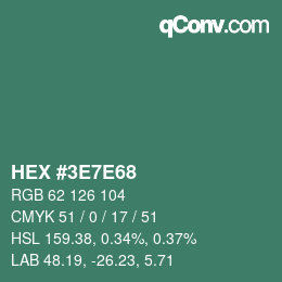 Color code: HEX #3E7E68 | qconv.com