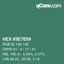 Color code: HEX #3E7E69 | qconv.com