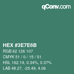 カラーコード: HEX #3E7E6B | qconv.com