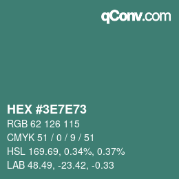 Color code: HEX #3E7E73 | qconv.com