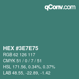 Código de color: HEX #3E7E75 | qconv.com