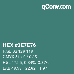 Color code: HEX #3E7E76 | qconv.com