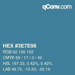 Color code: HEX #3E7E98 | qconv.com