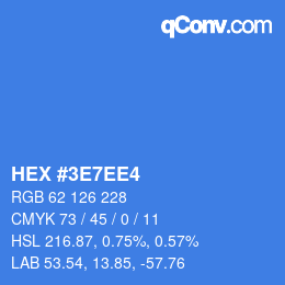 Farbcode: HEX #3E7EE4 | qconv.com