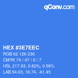 Color code: HEX #3E7EEC | qconv.com