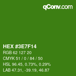 Color code: HEX #3E7F14 | qconv.com