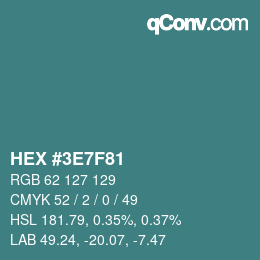 Color code: HEX #3E7F81 | qconv.com