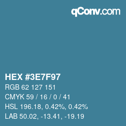 カラーコード: HEX #3E7F97 | qconv.com
