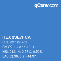 Color code: HEX #3E7FCA | qconv.com