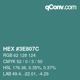 Color code: HEX #3E807C | qconv.com