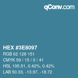 Farbcode: HEX #3E8097 | qconv.com