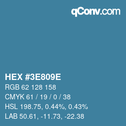 Color code: HEX #3E809E | qconv.com