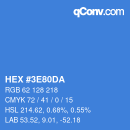 Color code: HEX #3E80DA | qconv.com