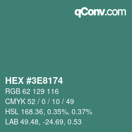 Color code: HEX #3E8174 | qconv.com
