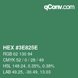 Color code: HEX #3E825E | qconv.com