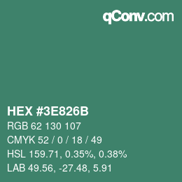 Color code: HEX #3E826B | qconv.com