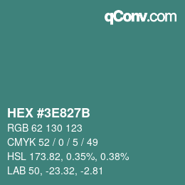 Color code: HEX #3E827B | qconv.com