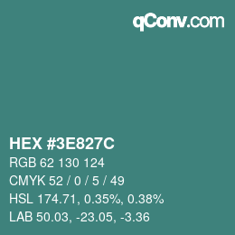 Color code: HEX #3E827C | qconv.com