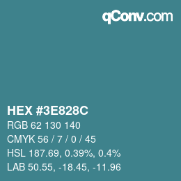 Color code: HEX #3E828C | qconv.com