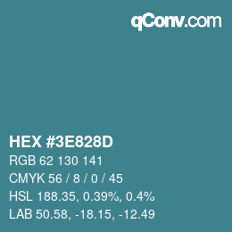 Color code: HEX #3E828D | qconv.com