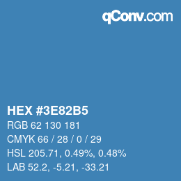 カラーコード: HEX #3E82B5 | qconv.com