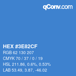 Color code: HEX #3E82CF | qconv.com