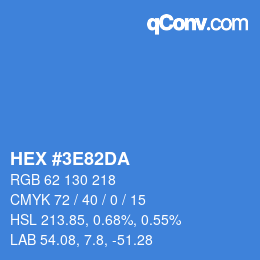 Color code: HEX #3E82DA | qconv.com