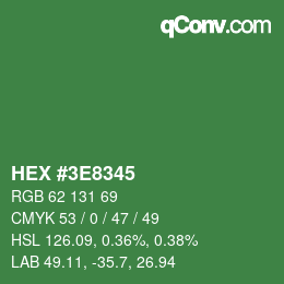 Color code: HEX #3E8345 | qconv.com