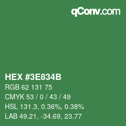 Color code: HEX #3E834B | qconv.com